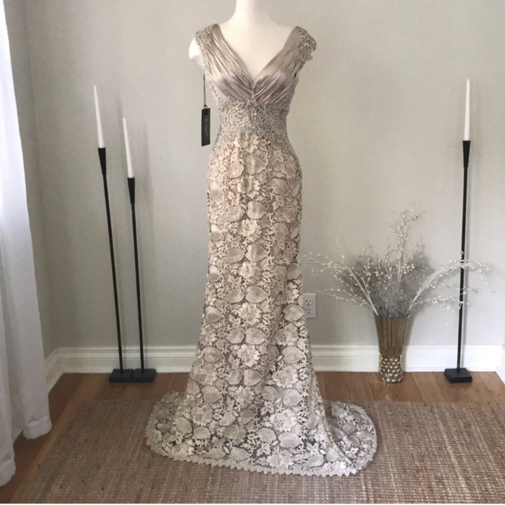 Mac Duggal Couture Beaded Lace Gown 80348D